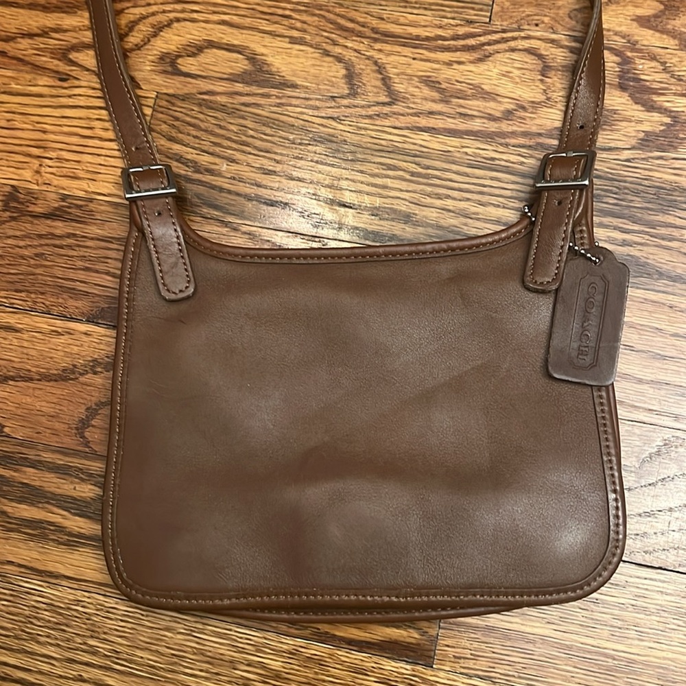 Coach brown leather mini cross-body bag